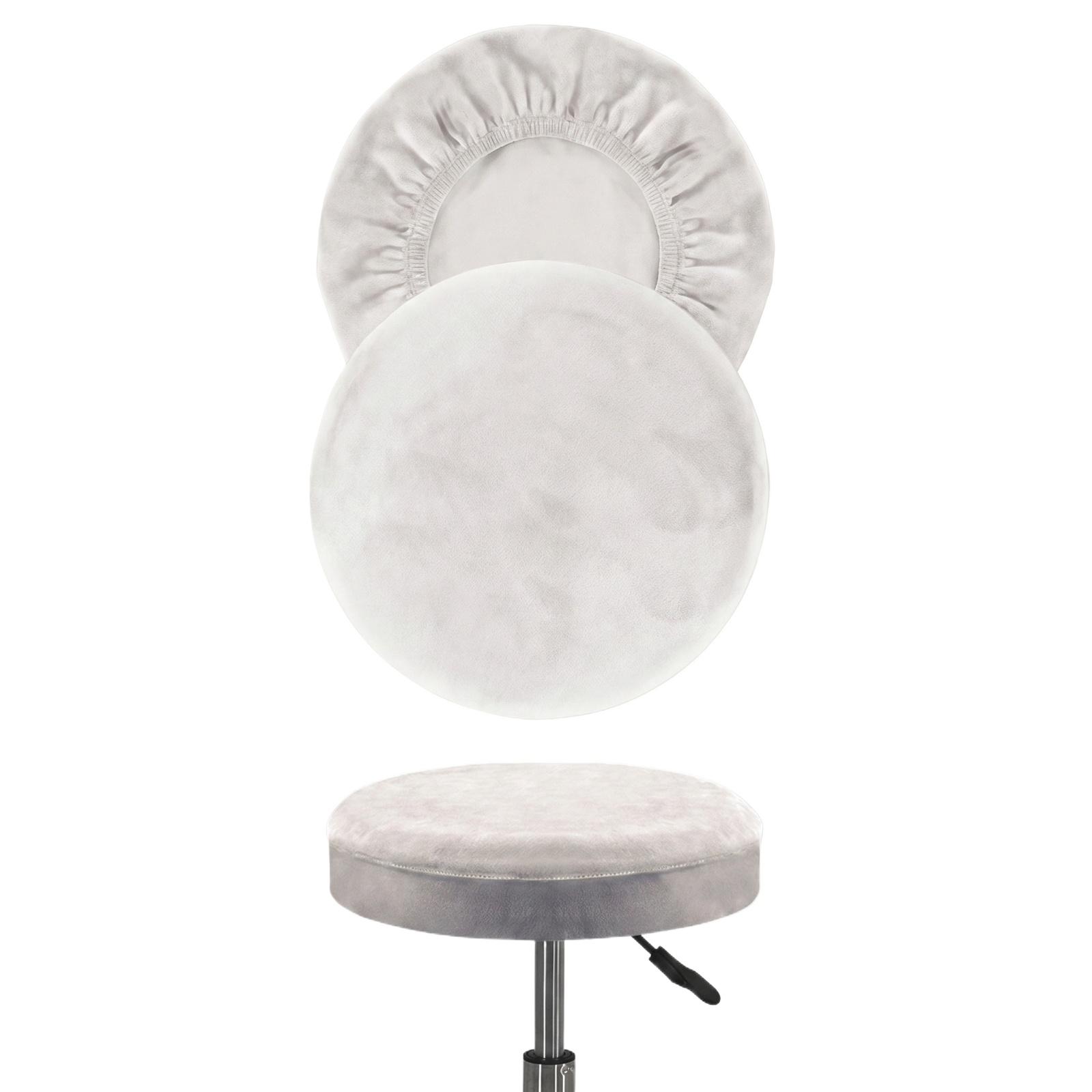 

Round Bar Stool Cover Elastic Stretch Velvet Fabric Slipcover for Swivel Chair Seat Protector Durable and Washable Fit Most Standard Stools S белый