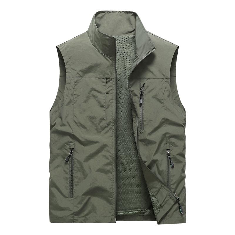 Stand Collar Vest Workwear Multi-pocket Vest Men's Vest Sleeveless