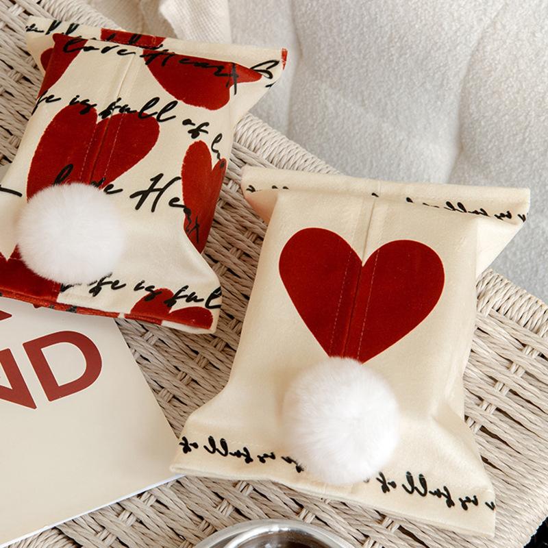 1PC Car Napkin Drawer Bag Light Luxury Style Tissue Box Car Love Couple Drawer Box Ins Wind Living Room Home Multi-Style