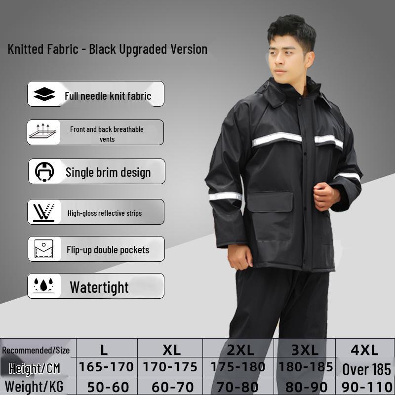 Men's Reflective Raincoat & Pants Set: Outdoor Anti-Heavy Rain Cycling/Motorcycle Protection, Split Style.