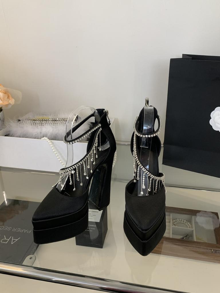 Fashion New 42 Large Size High Heel Pointed Sandals 15CM Hate Sky High Water Platform Runway High Heels Diamond Women's Shoes