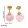 European and American Colorful Shell Earrings Fashion Exaggerated Personality Resin Stud Earrings Temperament Celebrity Style Retro Stainless Steel 