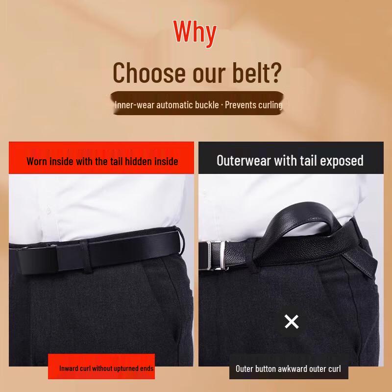 Warrior Men's Genuine Leather Automatic Buckle Belt