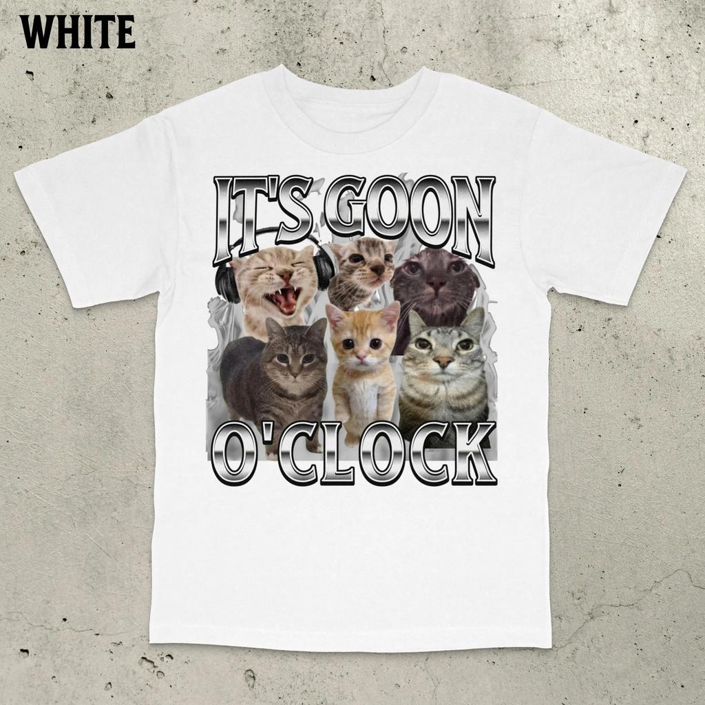 Es Goon O'Clock Katze Lustiges Katzen-T-Shirt Ironisches Katzen-Shirt Gen Z Gooning Goon Niemals GoonUngezügelt Seltsames T-Shirt Herrenbekleidung