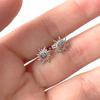 1Pair Silver Color Blue Diamond Sunflower Stud Earrings  Temperament Light Luxury Earring For Women Party Jewelry Gift