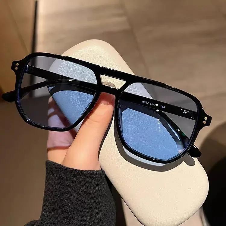 Outdoor Double Beam Sunglasses New Retro Jelly Color Women Square Sunglasses UV400 Eye Protection Goggles KTY