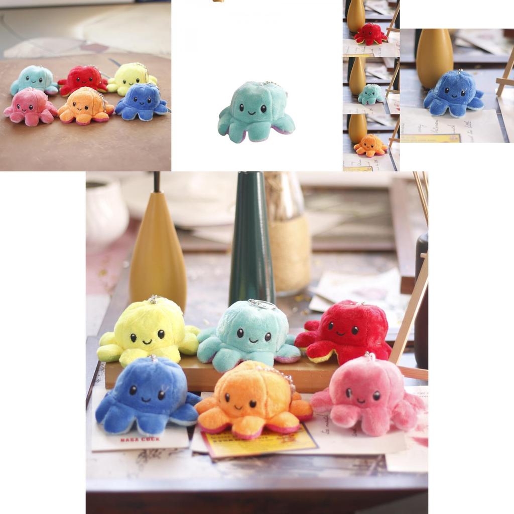 Uroczy Dwustronny Mini Pluszowy Brelok Ośmiornica Słodka Miękka Zabawka Zawieszka do Torby