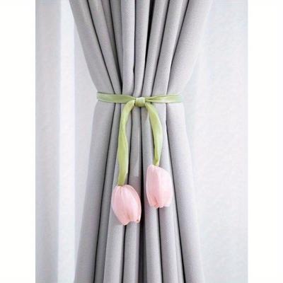 1pc Tulip Design Curtain Tie Backs, Living Room Window Curtain Cinch, Woven Curtain Tiebacks, Curtain Rod Easter Gifts Birthday Graduation