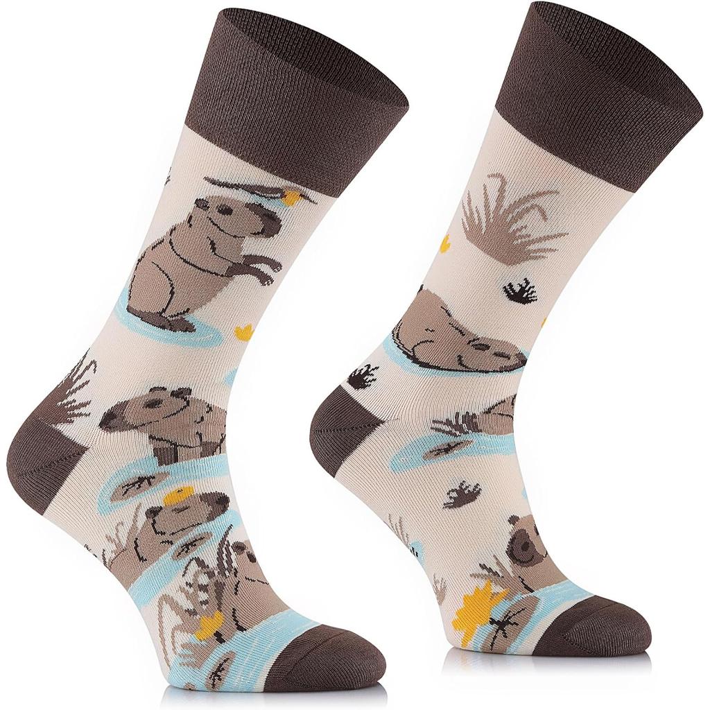 1 Pair Light Beige Capybara Sock Novel and Cute Cartoon Animal Men's Socks Socks with Interesting Colors