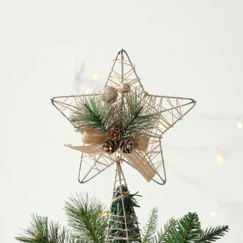 Glitter Christmas Tree Top Star Five-pointed Star Christmas Tree Ornaments  Christmas Decoration