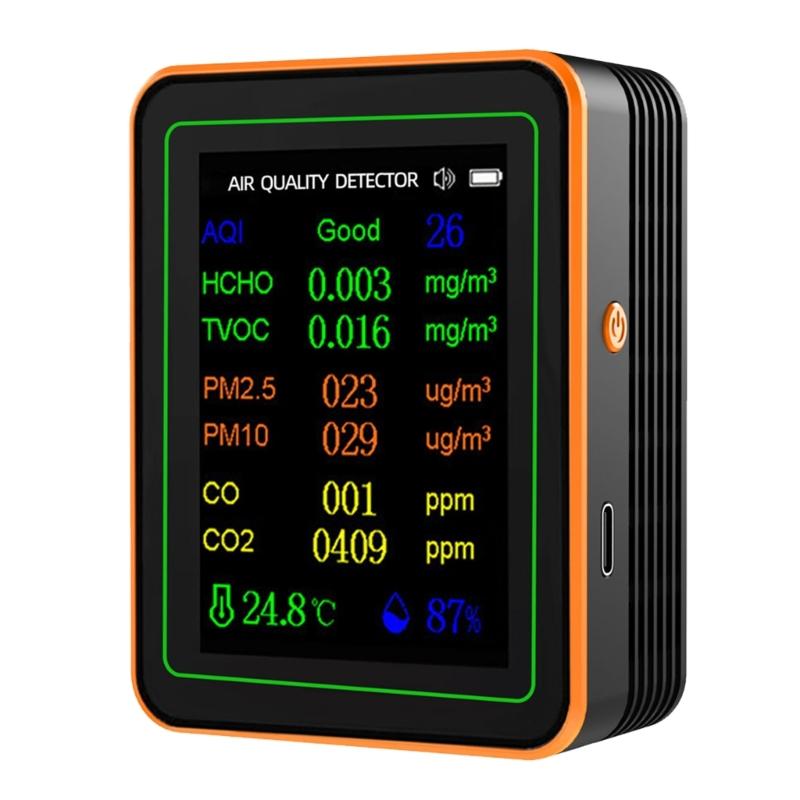 

Air Quality Pollution Meter with Buzzers Tester 2.8in Display Air Quality Detectors Home HCHO TVOC CO CO2 Tester Meter