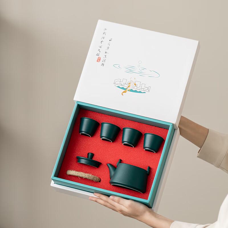 Ceramic Tea Set with Top-Handle Pot