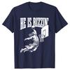 He Is Rizzin Funny Jesus Basketball Meme Graphic T Shirts Men Pure Cotton Streetwear Tee Shirt Short Sleeve Unisex Clothing