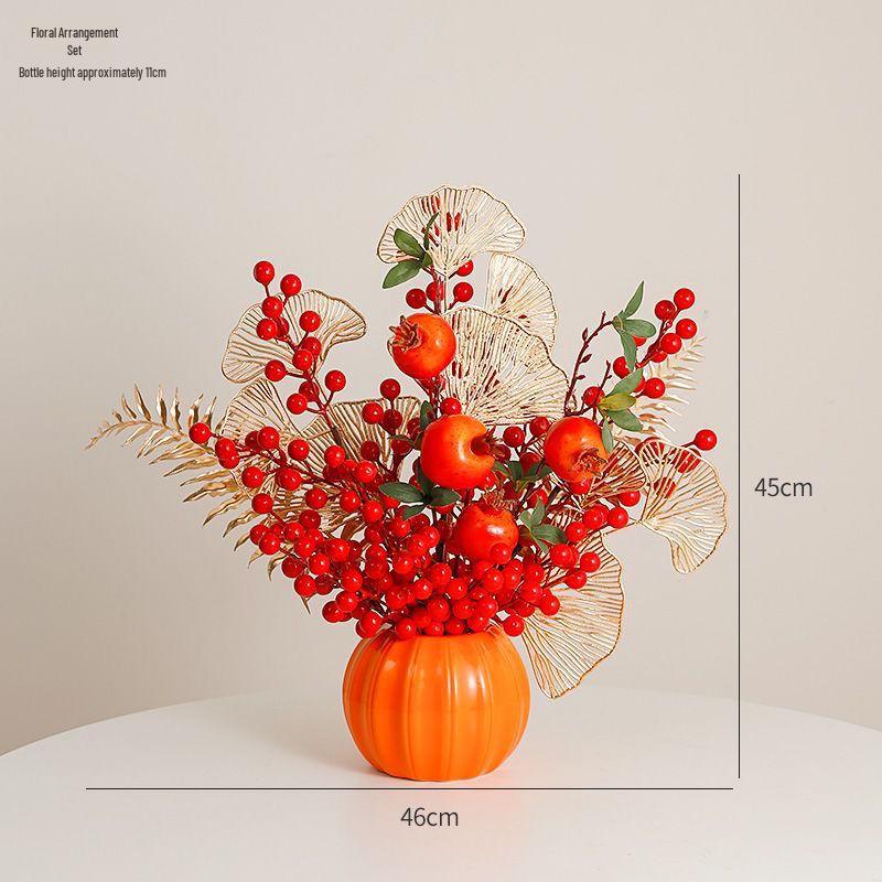 Red Persimmon Artificial Flower for Wedding, New Year, Living Room, Dining Table, TV Cabinet, and Housewarming Decor
