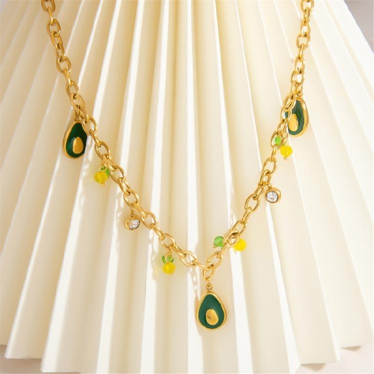 Elegant Country Fruit Charm Necklace Colorful Statement Neckchain Handmade Jewelry for Everyday and Special Occasions