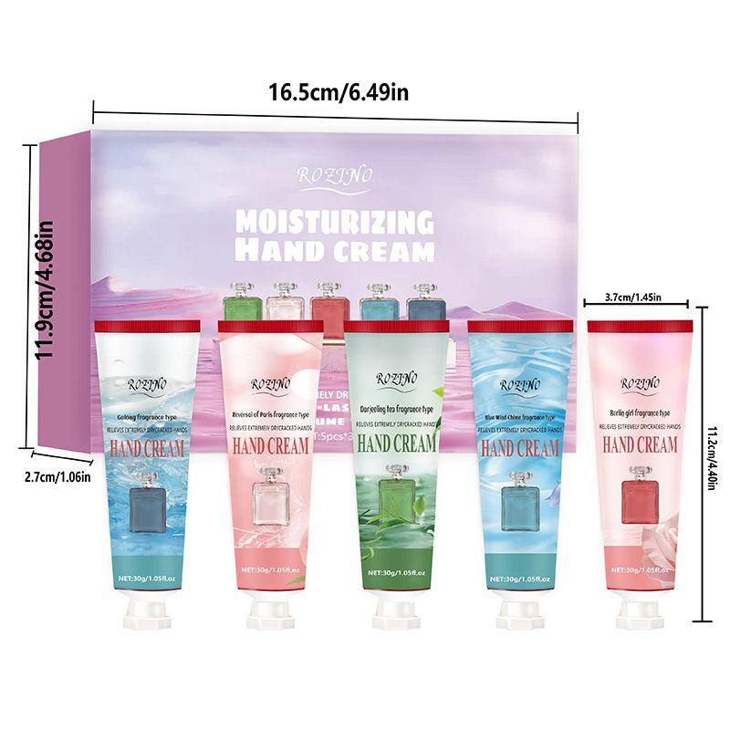 5 Hand Creams, Moisturizing, Hydrating, Whitening, Anti-drying, Small Hand Creams, Portable, Refreshing and Non-greasy Gift Box