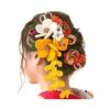 SOUBIEN 2-Piece Hair Accessory Set for Coming-of-Age Ceremonies and Graduations - Chirimen (Crepe Fabric), Plum Blossom, Camellia, Maruguke Cord,