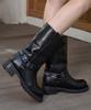 Shoehi Bermuda Triangle Belt Biker Boots_B2553