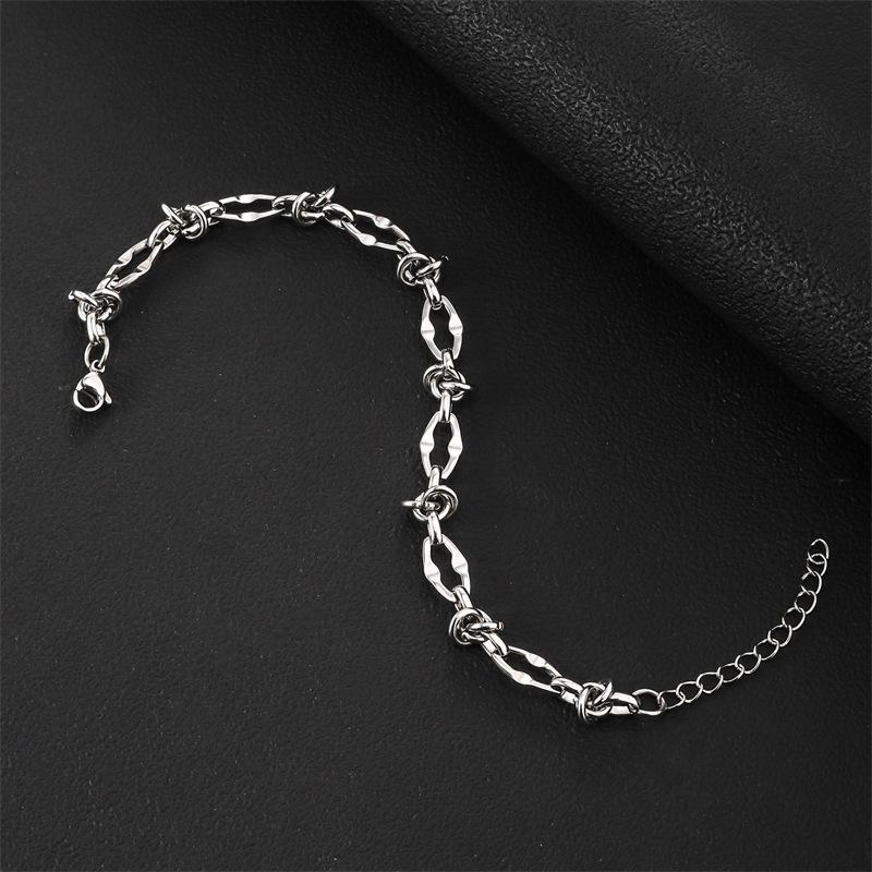Hip-hop Cuban Knotted Titanium Steel Splicing Non-fading Bracelet Ins Trendy Niche Design Men's Cold Style Jewelry Women