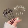 1Pcs Bun Comb Hanfu Metal Hair Clips Fashion Rhinestones U-Shaped Hair Sticks Butterfly Hair Stick For Women Hair Accessories