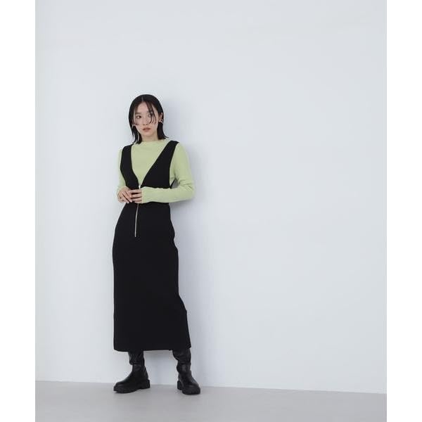 [Natural Beauty Basic] Knit Jumper Skirt with Rib Inner Set