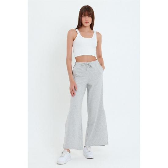 Women's Pocketed Slit Sweatpants Trousers