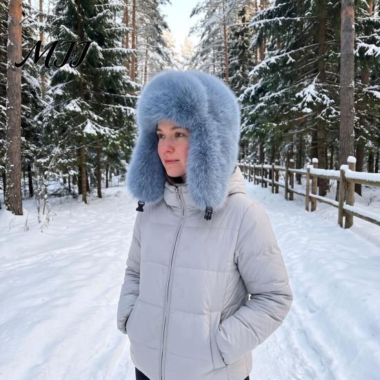 Gift for Women in Winter Faux Fur Trapper Hat, Fuzzy Hat with Ear Flaps, Fleece Soft Lined Cap Windproof Ushanka Cold Weather Outdoor Cycling
