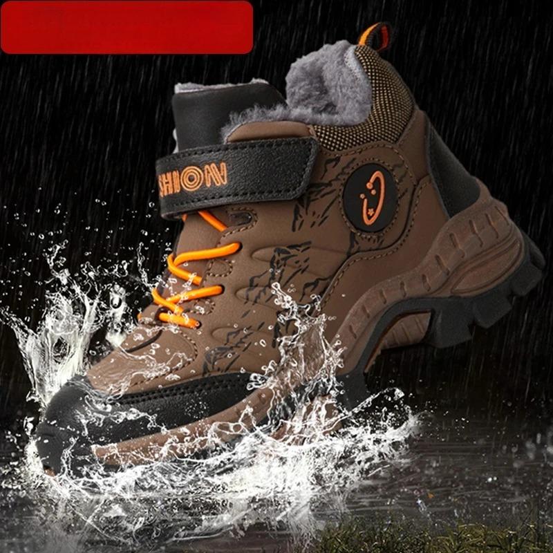 Boys' Winter Snow Boots Warm Fleece-Lined Anti-Slip Kids Boots Comfortable Warm School Children's Walking Cotton Shoes