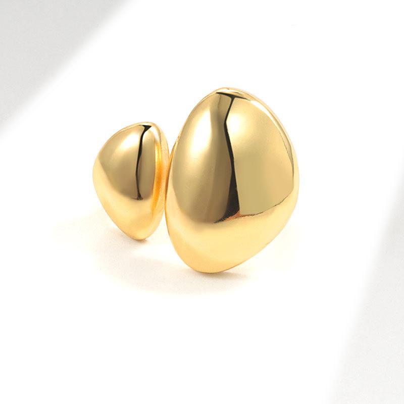 Double Oval Irregular Curved Ring Smooth Brushed Finish Minimalist Fashion Jewelry Band For Women