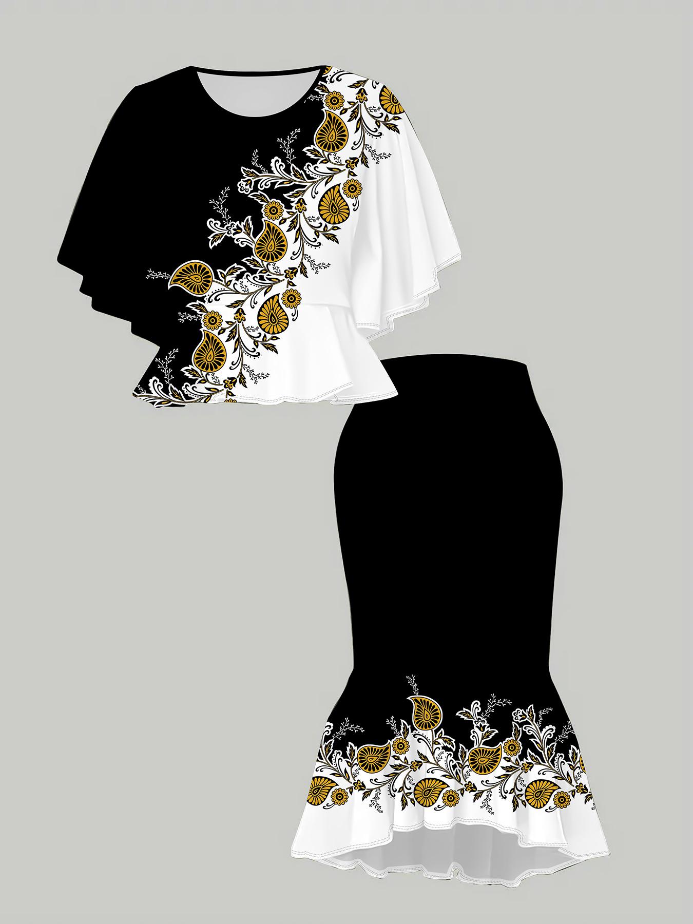 

Классический тотемный женский принт, напечатанный на 3D-принтере, Модный большого размера, Элегантный, Универсальный для всех сезонов. Футболка, Юбка и Комплект 1XL белый