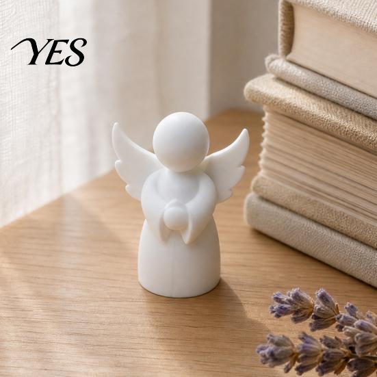 Desktop Angel Ornament 3D Printed Figurine, Little White Guardian Statue, Home Decor Figure Healing Winged for Shelf Mini Statue
