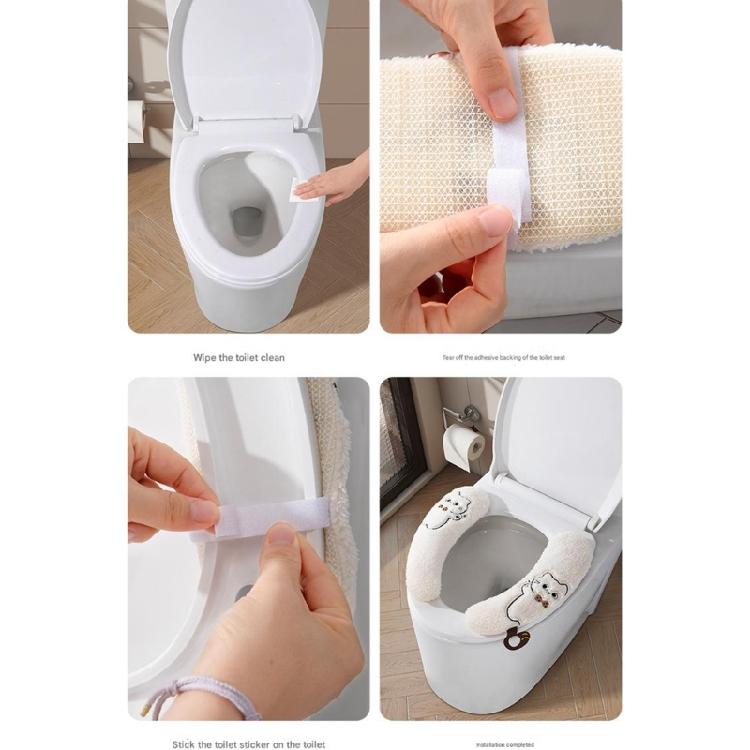 Soft Toilet Seat Cover Soft Fleece Fabric Quick Installation Slip Proof Base Winter Ready Bathroom Accessory