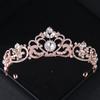 Rose Gold Crystal Bridal Tiaras and Crowns for Women Bride Rhinestone Prom Diadem Headband Bridal Wedding Hair Accessories Crown