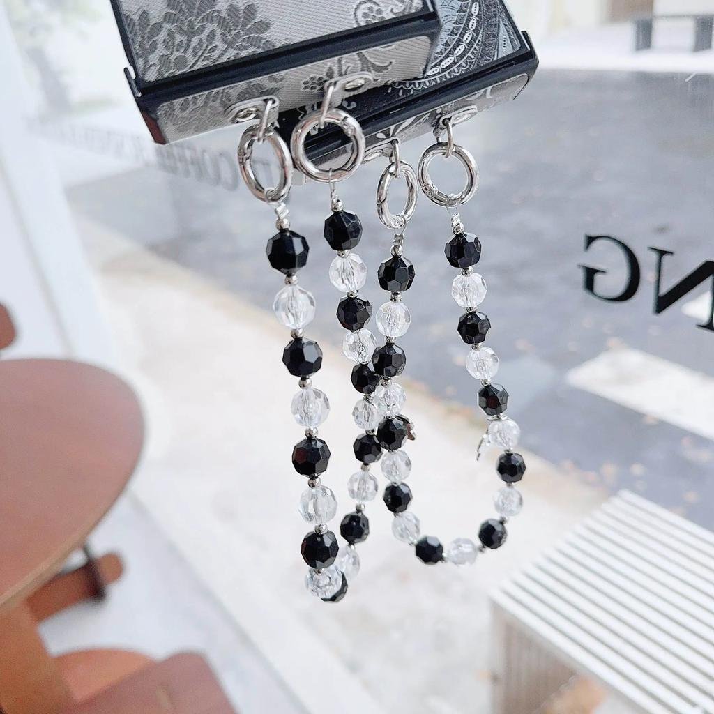 PU kožený korálkový kryt na telefon s poutkem na zápěstí pro Samsung Galaxy Z Flip 6 5 4 3 5G Ochrana pantu Nárazuvzdorný kryt