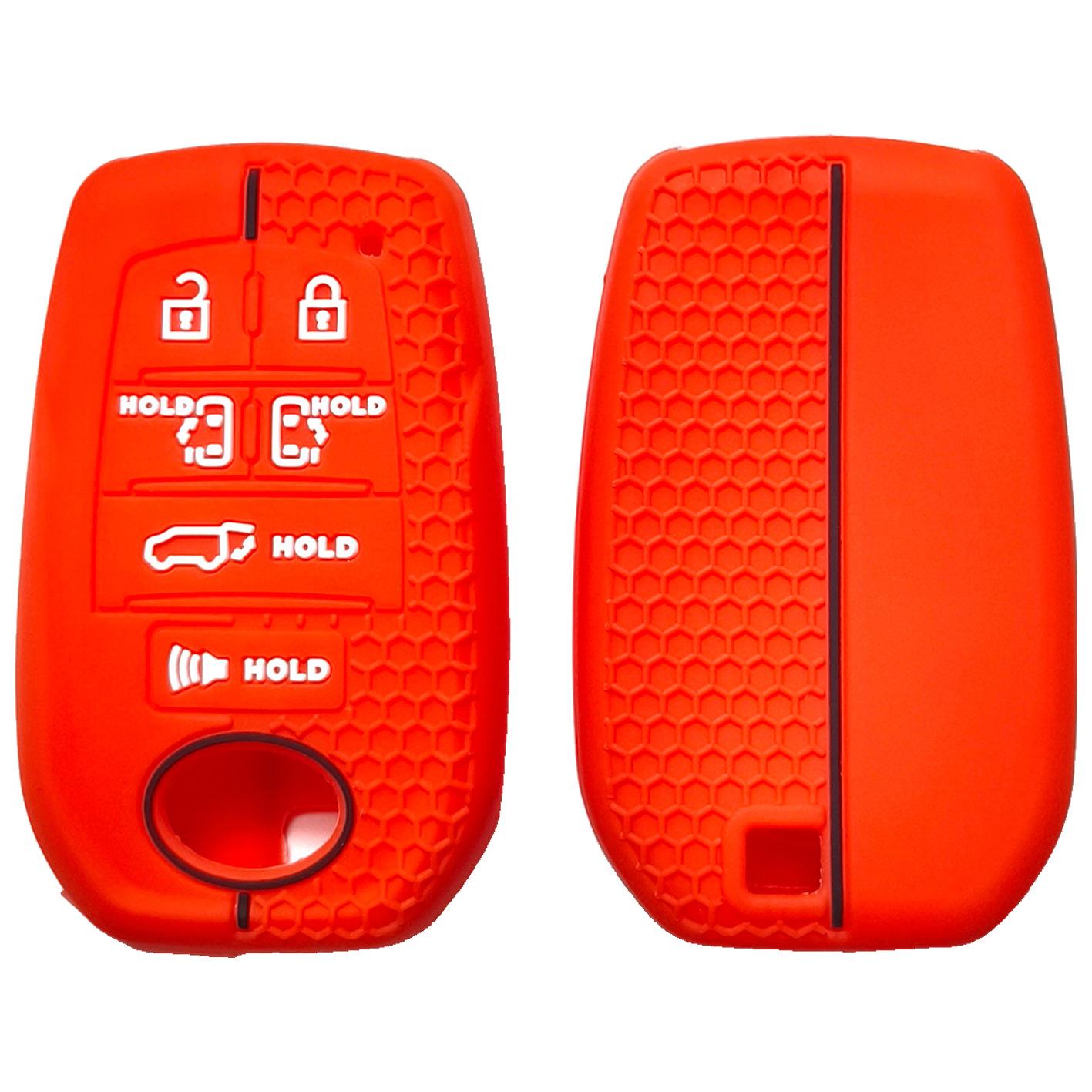 Car keychain suitable for Toyota Sienna Alpha RAV4 Prius remote control 5 1 key silicone key cover honeycomb key cover красный