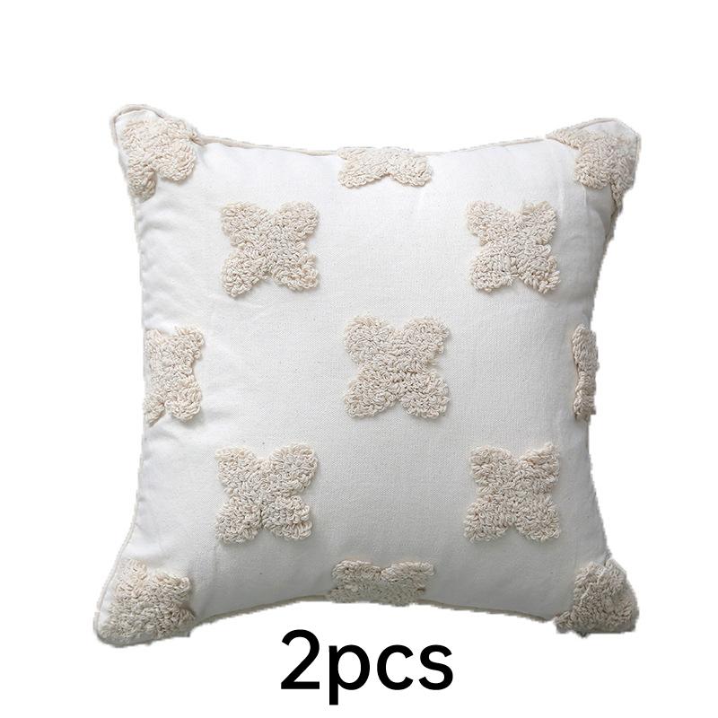 2er-Pack Kissenbezüge mit Boho-Stickerei, 45,7 x 45,7 cm, dekorative Kissenbezüge mit Quasten, gewebte getuftete Kissenbezüge für Couch, Sofa, Schlafzimmer, Wohnzimmer