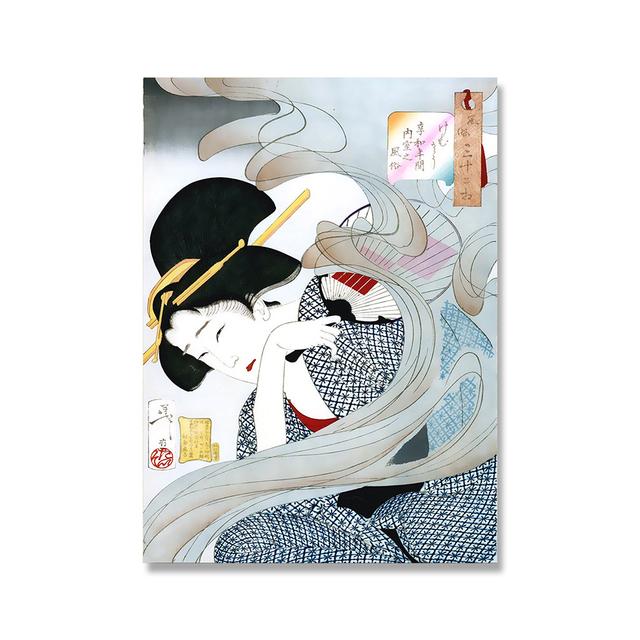 Japanese Style Poster Retro Canvas Painting Edo Era Geisha Mural Picture Art Nordic Modern Living Room Bedroom Home Decoration No Framed