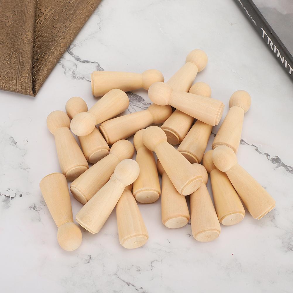 20pcs Wooden Peg Dolls Hand Painting Set DIY Crafts Toy Home Decor Art Gift