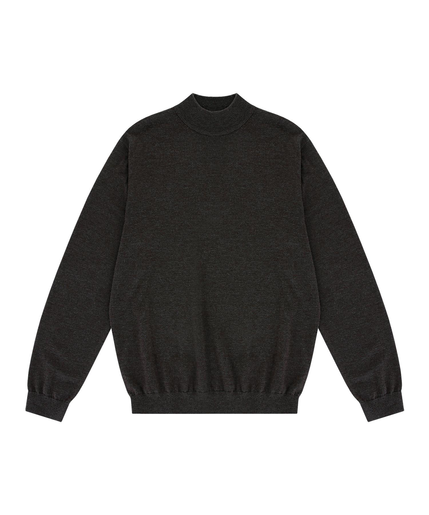Belief Merino Wool Moc-Neck Knit (Brown) L