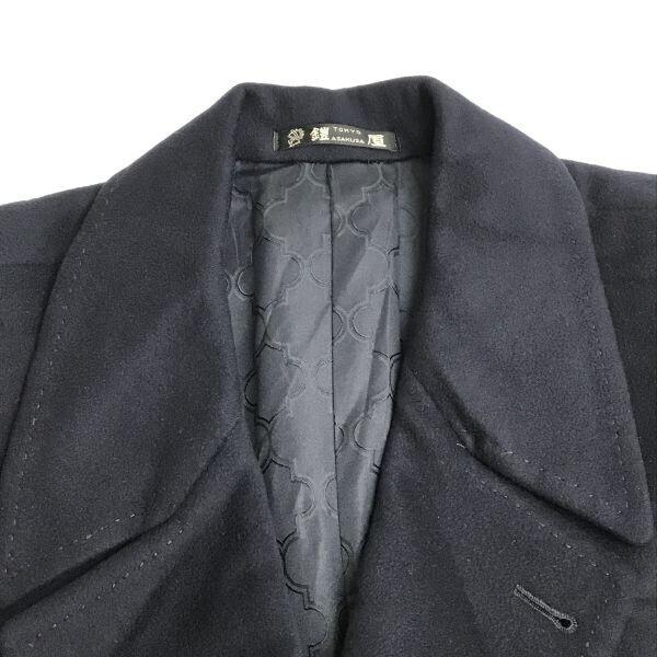 England YOROIYA Cashmere 100% Chester Coat L Men Navy Double-Breasted(USED)