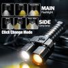 Powerful Dual Light Source LED Flashlight USB Rechargeable Zoom White Yellow Torch Long Range Flashlight With 4*181350 Battery
