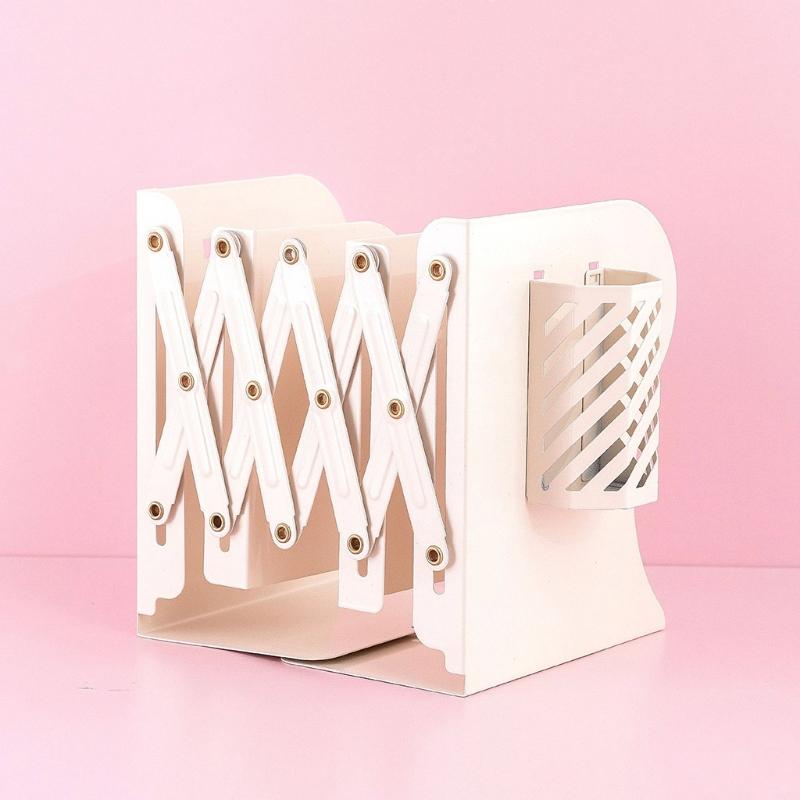 Decorative Adjustable Bookends for Heavy Books Anti-Slip Metal Book Stoppers Holders for Bookcase Bookshelves