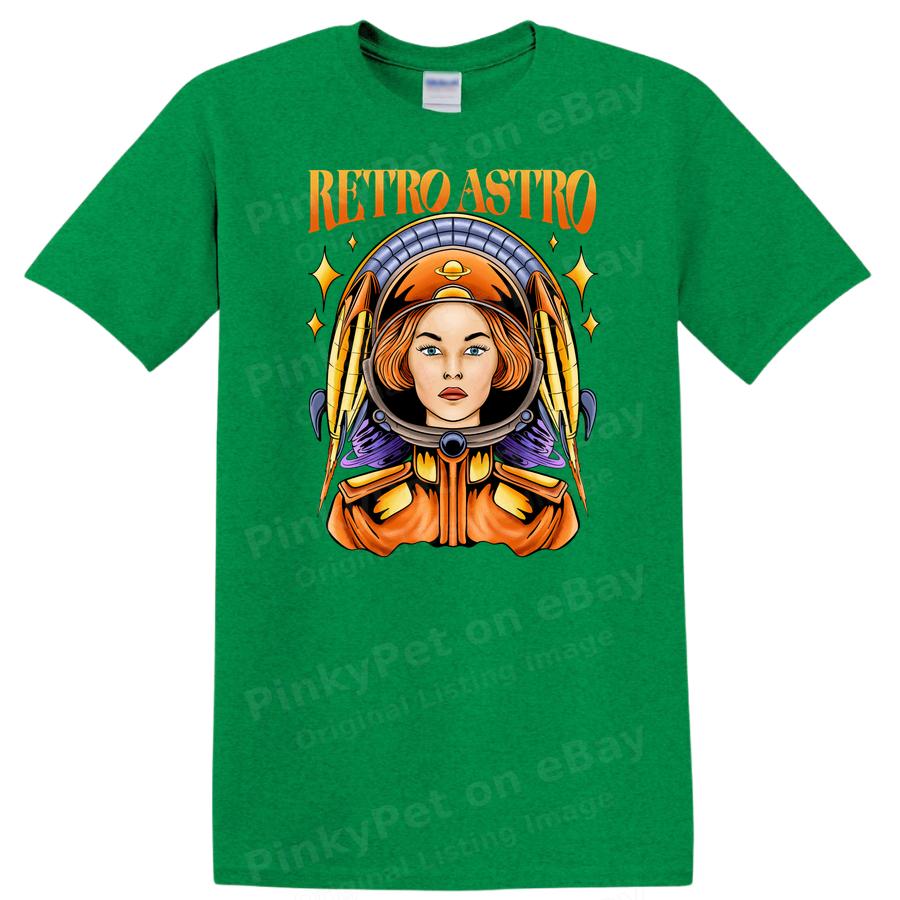 Retro Astronaut Women T Shirt Vintage Spacewoman Graphic Tee for Cool Fans
