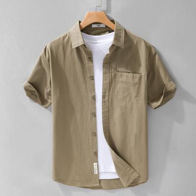Men's Summer Breathable Comfortable Short-sleeved Shirt Solid Color Simple Business Casual Shirt