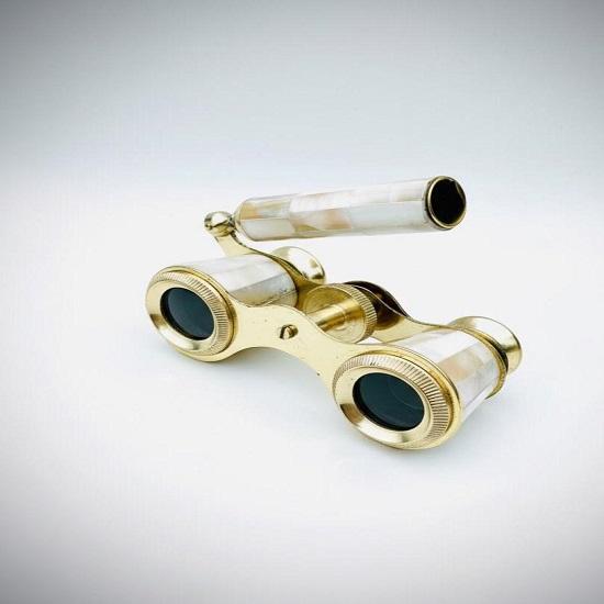 Brass Opera Glasses with Mother of Pearl Inlay