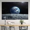 2D Flat Printing Space Wall Hanging Earth Rise from Lunar Surface Starry Sky Backdrop