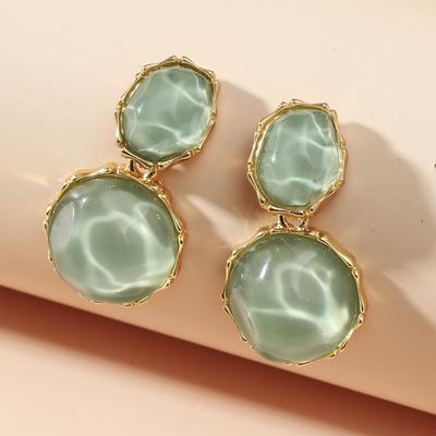 Creative Design Water Ripple Resin Women's Earrings Fashion Summer Irregular Geometry Candy Color Earrings Zircon