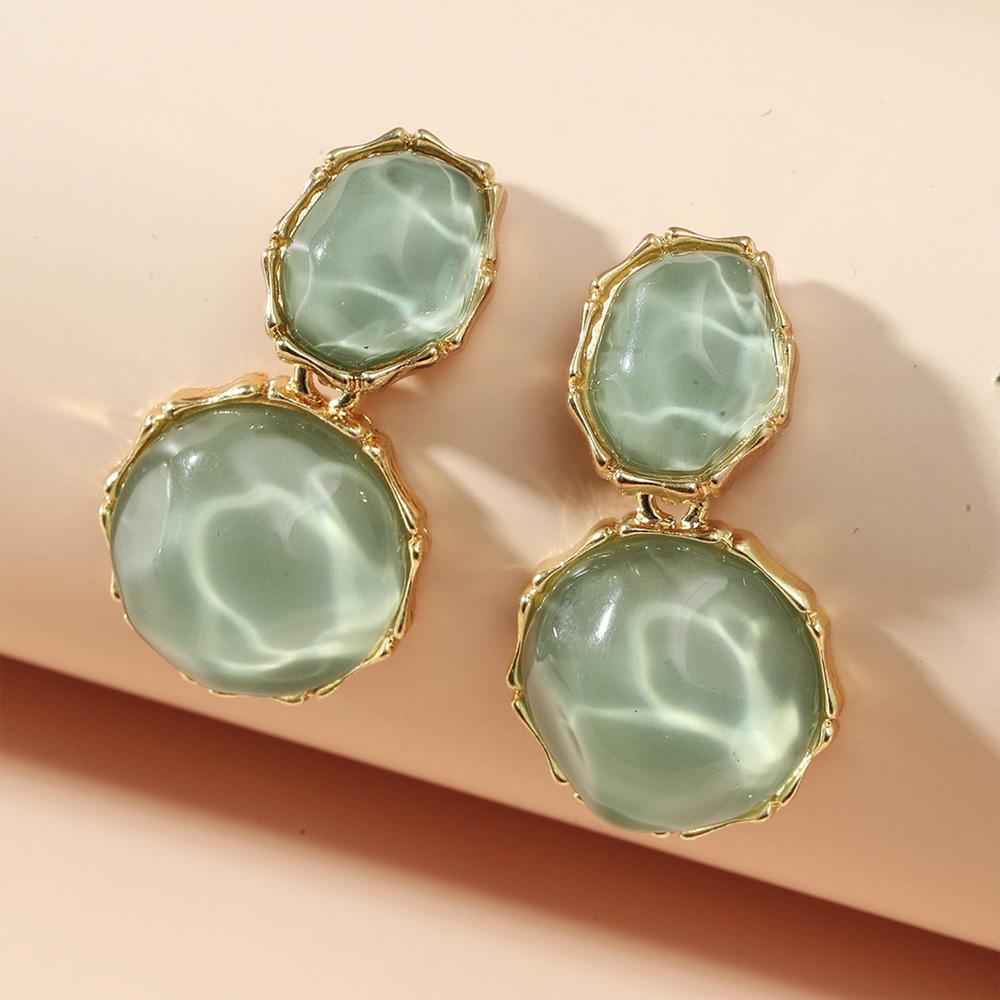 Asymmetric Water Pattern Oval Earrings, Creative Irregular Design, Personalized And Fashionable Earrings.