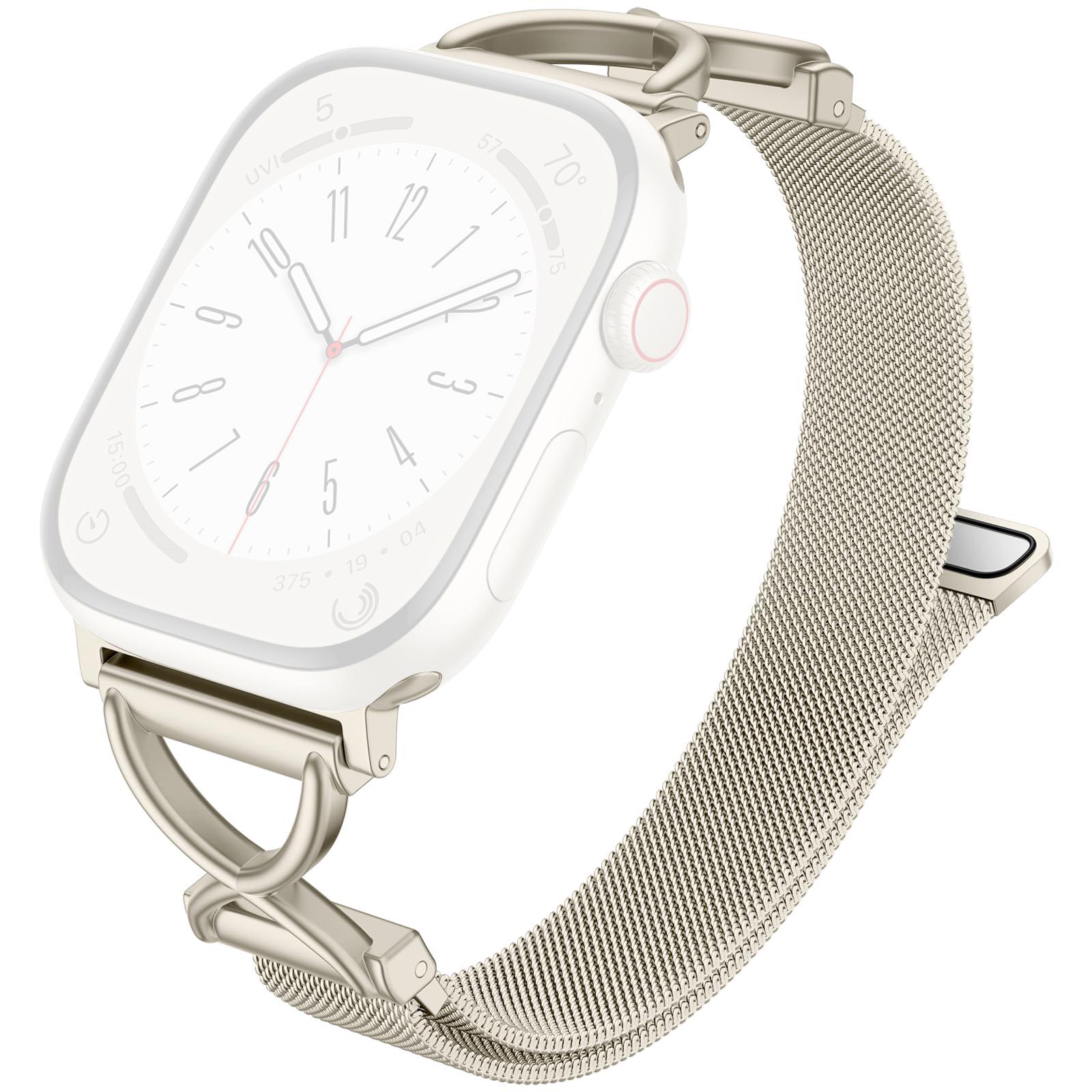 

Watch Band For Apple Watch Series 11 10 42mm/9 8 7 41mm/SE3 SE2 SE 6 5 4 40mm/3 2 1 38mm X-Shape Slim Magnetic Clasp Stainless Steel Strap D