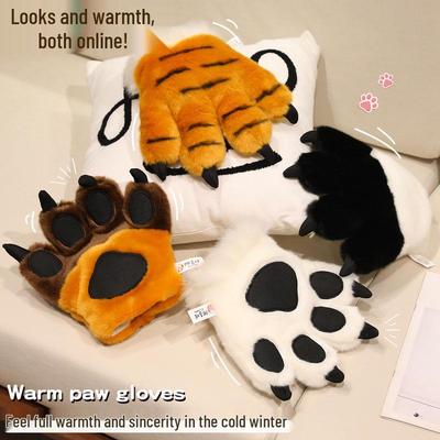White Tiger Claw Performance Gloves Costume Plush Toy Gift